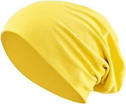 Jersey Baumwolle elastisches Long Slouch Beanie Unisex Mütze Heather in 35 (3) (Yellow) von Balinco