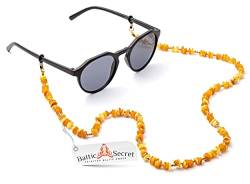Brillenkette Damen & Brillenband Herren | Auch als Maskenkette für Mundschutz| Sonnenbrillenkette aus 100% Bernstein Perlen | Brillenhalterung für Sonnenbrille Herren & Sonnenbrille Damen (Honey Roh) von Baltic Secret