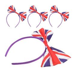 Baluue 4 Stück Uk-Flagge-Schleifen-Stirnband Union-Jack-Stirnband Britisches Vereinigtes Königreich-Flaggen-Haar Länderflagge-Schleifen-Stirnbänder Haarreifen Fußball-Fans Geschenk Für von Baluue