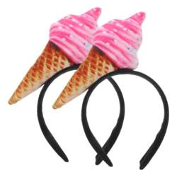 Baluue Eistüten-Stirnband 2 Stück Niedlicher Mini-Eiscreme-Partyhut Auf Stirnband Kopfbedeckung Kopfschmuck Salon Kostüm Partyzubehör Rosa von Baluue