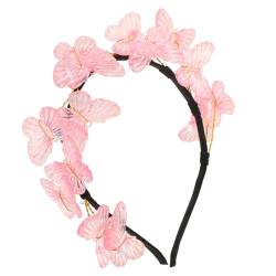 Baluue Frauen-Schmetterlings-Stirnband aus Kunststoff Rosafarbenes Stirnband Dekoratives Stirnband für Hochzeit Party Fotoreisen von Baluue