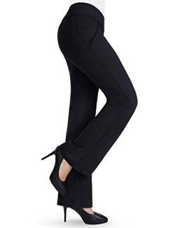 Bamans Damen Bellbottom Pants Elegant Pants Lang Anzughose Stretch Jogginghose Hoher Bund Freizeithose Lose Bootleg Skinny Flare Pants Gr. XL, Schwarz von Bamans