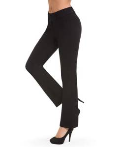 Bamans Damen Business Elegante Hosen - Lang Stretch Straight Casual Anzughose Skinny Hoher Bund Freizeithose Eng Schwarz M von Bamans