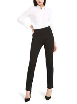 Bamans Damen Schwarze Hose mit Zwei Taschen, Straight Leg Anzughose Stretch Elasticated Casual (Black,X-Large) von Bamans