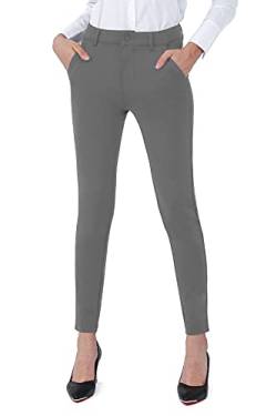 Bamans Damen Stretch Hose Skinny Jeggings Denim Schlupfhose Elastische Taille Stretch Legging Tagsüber Lässig Tägliche Bequemer Fit Casual Hose (Gray,XX-Large) von Bamans