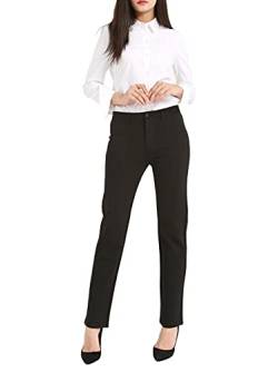 Bamans Hose schwarz Damen elegant Hose anziehen Elastische Taille Casual Daily Office Hose（Black,Small） von Bamans