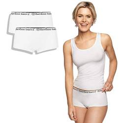 Bamboo Basics - Damen Bambus Hipster mit weichem Bund - Iris - 2er-Pack - Nicht irritierenden Nähten und Etiketten - Atmungsaktiv - L - Weiß von Bamboo Basics