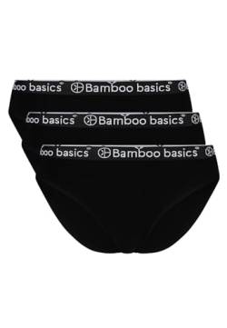 Bamboo Basics - Damen Bambus Slip mit weichem Bund - Yara -3er-Pack - Nicht irritierenden Nähten und Etiketten - Atmungsaktiv - L - Schwarz von Bamboo Basics