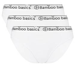 Bamboo Basics - Damen Bambus Slip mit weichem Bund - Yara -3er-Pack - Nicht irritierenden Nähten und Etiketten - Atmungsaktiv - L - Weiß von Bamboo Basics