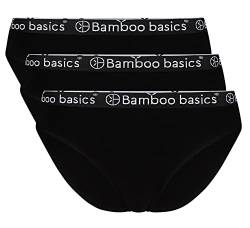 Bamboo Basics - Damen Bambus Slip mit weichem Bund - Yara -3er-Pack - Nicht irritierenden Nähten und Etiketten - Atmungsaktiv - M - Schwarz von Bamboo Basics