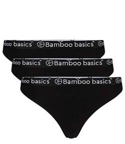 Bamboo Basics - Damen Bambus String mit weichem Bund - Emma - 3er-Pack - Nicht irritierenden Nähten und Etiketten - Atmungsaktiv - L - Schwarz von Bamboo Basics