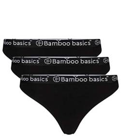 Bamboo Basics - Damen Bambus String mit weichem Bund - Emma - 3er-Pack - Nicht irritierenden Nähten und Etiketten - Atmungsaktiv - M - Schwarz von Bamboo Basics