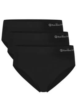 Bamboo Basics Damen Slips, 3er Pack - Belle Seamless Full Briefs, Jersey, Logo Schwarz L von Bamboo Basics