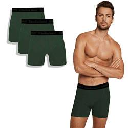 Bamboo Basics - Herren Bambus Boxershorts - Rico - 3er-Pack - Atmungsaktive Unterwäsche - Armeegrün - XXL von Bamboo Basics