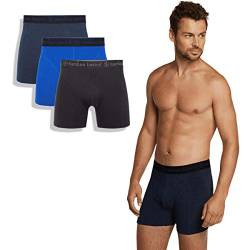 Bamboo Basics - Herren Bambus Boxershorts - Rico - 3er-Pack - Atmungsaktive Unterwäsche - Schwarz, Blau und Marineblau - L von Bamboo Basics