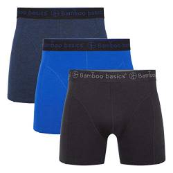 Bamboo Basics - Herren Bambus Boxershorts - Rico - 3er-Pack - Atmungsaktive Unterwäsche - Schwarz, Blau und Marineblau - M von Bamboo Basics