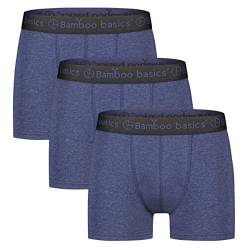 Bamboo Basics Herren Boxer Shorts, 3er Pack - Liam Trunks, atmungsaktiv, Jersey Blau L von Bamboo Basics