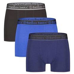 Bamboo Basics Herren Boxer Shorts, 3er Pack - Liam Trunks, atmungsaktiv, Jersey Schwarz/Blau L von Bamboo Basics
