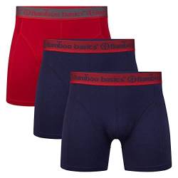 Bamboo Basics Herren Boxer Shorts RICO, 3er Pack - atmungsaktiv, Single Jersey Rot/Blau/Blau 2XL von Bamboo Basics