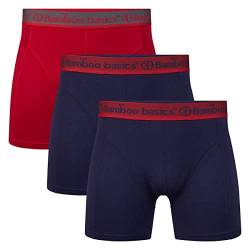 Bamboo Basics Herren Boxer Shorts RICO, 3er Pack - atmungsaktiv, Single Jersey Rot/Blau/Blau XL von Bamboo Basics