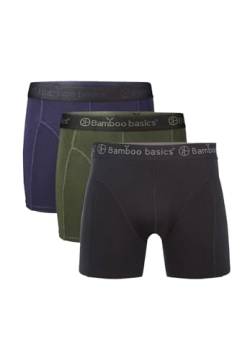 Bamboo Basics Herren Boxer Shorts RICO, 3er Pack - atmungsaktiv, Single Jersey Schwarz/Grün/Blau 2XL von Bamboo Basics