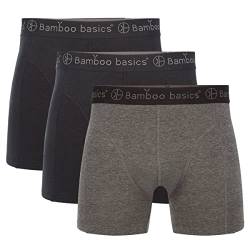 Bamboo Basics Herren Boxer Shorts RICO, 3er Pack - atmungsaktiv, Single Jersey Schwarz/Schwarz/Grau 2XL von Bamboo Basics