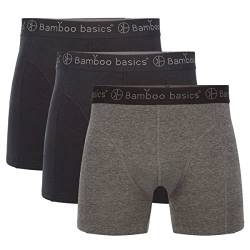 Bamboo Basics Herren Boxer Shorts RICO, 3er Pack - atmungsaktiv, Single Jersey Schwarz/Schwarz/Grau L von Bamboo Basics
