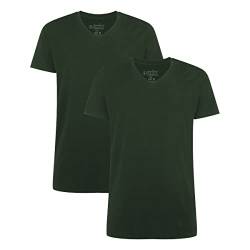 Bamboo Basics Herren T-Shirt Velo, 2er Pack - Unterhemd, V-Neck, Single Jersey Grün 2XL von Bamboo Basics