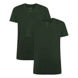 Bamboo Basics Herren T-Shirt Velo, 2er Pack - Unterhemd, V-Neck, Single Jersey Grün XL von Bamboo Basics