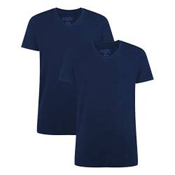 Bamboo Basics Herren T-Shirt Velo, 2er Pack - Unterhemd, V-Neck, Single Jersey Marine XL von Bamboo Basics