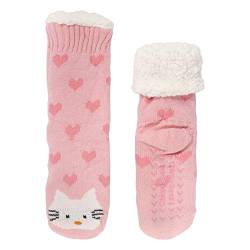 BambooMN Extra dicke, gemütliche flauschige Tier-Thermo-Socken, Plüsch, Fleece-gefüttert, gestrickte Crew-Socken, Thermisch – Hello Kitty, 36.5-43 EU von BambooMN