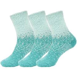 Medium/Large Super Soft Warm Cozy Fuzzy Gradient Socks - 10 Sea Spray - 3 prs von BambooMN