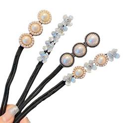 4 Stück Perlen-Blumen-Haarknoten-Hersteller Donut-Dutt Former Halter DIY Frisur Werkzeug Stirnband Haarstyling Zubehör für Frauen Mädchen Damen von Bamboopack