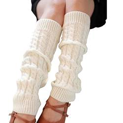 Bamboopack Gestrickte Winter Warme Beinwärmer Lange Socken Stiefel Manschetten Topper Legging Pads Kniebandage Pads Beinsocken Party Zubehör (Weiß) von Bamboopack