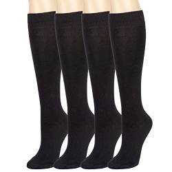 BampooPanPa 4 Paar Bambus Kniestrümpfe Dünne Casual Kleid Socken Atmungsaktiv Leichte Strümpfe, 4 Schwarz, 43-47 EU von BampooPanPa