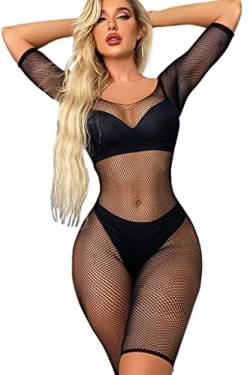 Banamic Damen Fischnetz Bodystocking Sexy Dessous Crotchless Bodysuit von Banamic