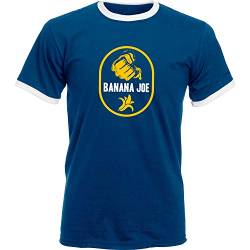 Banana Joe Original Herren Soccer Kontrast T-Shirt #1 mit HighEnd Druck Navyblau/Weiss 3XL von Banana Joe