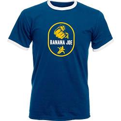 Banana Joe Original Herren Soccer Kontrast T-Shirt #1 mit HighEnd Druck Navyblau/Weiss M von Banana Joe