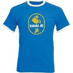 Banana Joe Original Herren Soccer Kontrast T-Shirt #1 mit HighEnd Druck Royalblau/Weiss M von Banana Joe