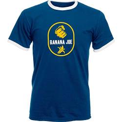 Banana Joe Original Herren Soccer Kontrast T-Shirt #2 mit HighEnd Druck Navyblau/Weiss S von Banana Joe