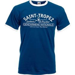 Saint Tropez Soccer Kontrast T-Shirt - Louis de Funes Navyblau/Weiss L von Banana Joe