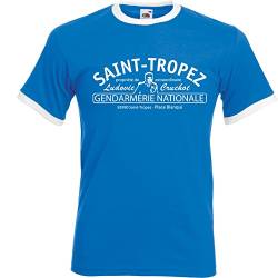 Saint Tropez Soccer Kontrast T-Shirt - Louis de Funes Royalblau/Weiss L von Banana Joe