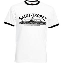 Saint Tropez Soccer Kontrast T-Shirt - Louis de Funes Weiss/schwarz L von Banana Joe