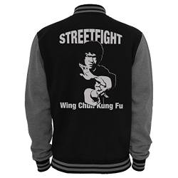 Streetfight 2-Tone College-Jacke Bruce Wing Chun Kung Fu Lee - Schwarz-Grau S von Banana Joe