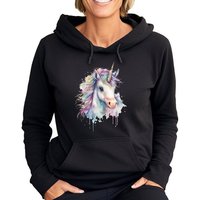 Banco Hoodie Kapuzenpullover Damen Hoodie Pullover Basic mit Unicorn mit Kapuze mit Kängurutasche, hochwertiger Druck von Banco