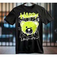 Banco Print-Shirt Herren Happy Bear Sommershirt Streetwear Outdoor Rundhalsausschnitt, waschbeständiger Druck, 100% Baumwolle von Banco