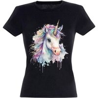 Banco T-Shirt Banco Damen Einhorn Kopfdruck T-Shirt mit hochwertigen Druck von Banco