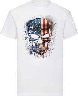 USA Herren T-Shirt mit Druck aus Baumwolle Kurzarmshirt (T. 30, Weiß, Gr. 3XL) von Banco