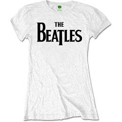 Band Monkey The Beatles Damen T-Shirt Drop T Logo Weiß Gr. Large, weiß von Band Monkey