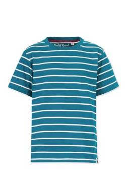 Band of Rascals Kinder Kurzarm T-Shirt Striped aus Bio-Baumwolle, Petrol-Cream, Gr. 140 von Band of Rascals